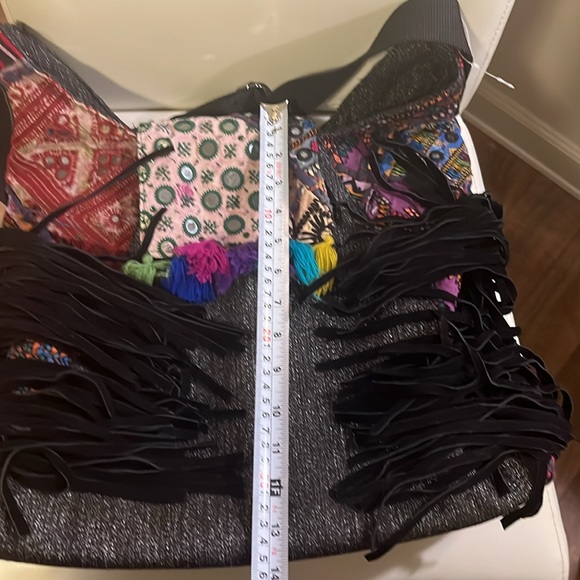 Suede fringe leather hobo bag - Picture 5 of 14